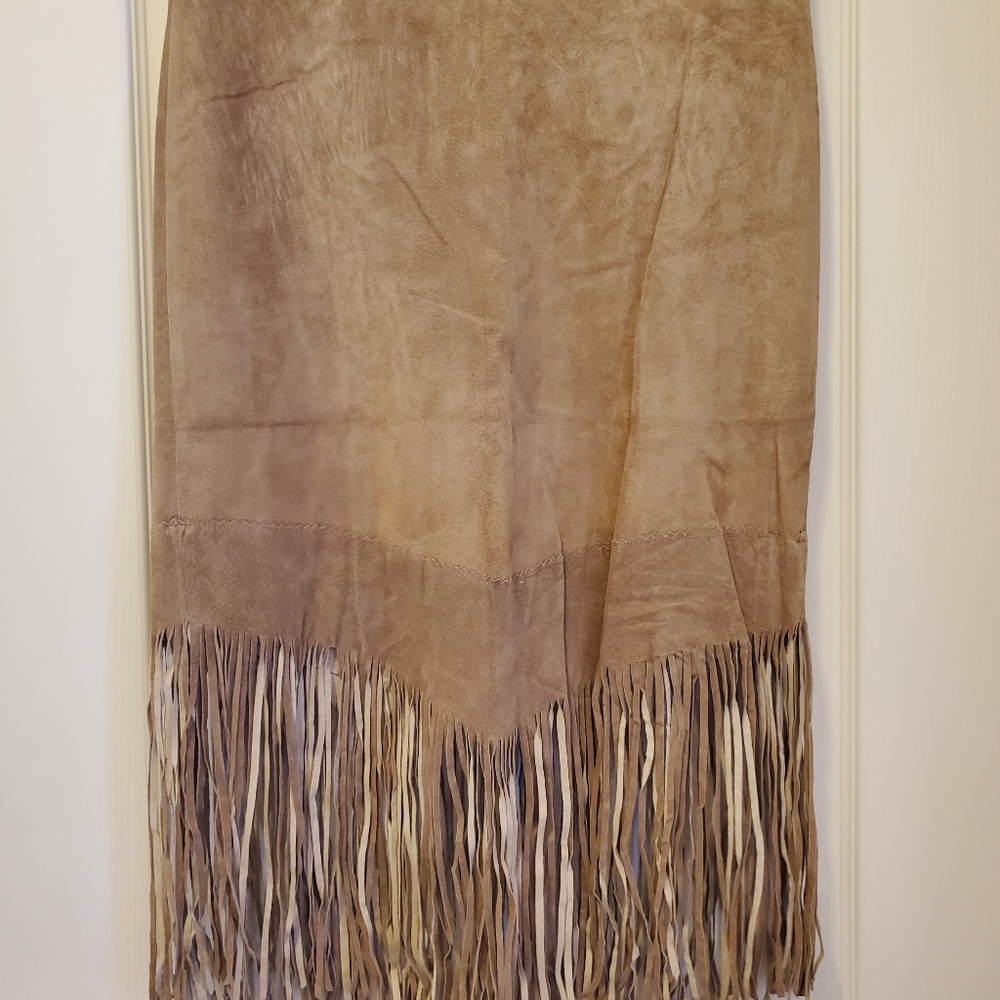 A.B.S Leather Skirt with fringe detail
